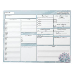 Tagesplaner - 5 und 1 Lebensmittelspur - Succulent Notizblock