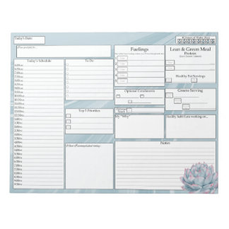 Tagesplaner - 5 und 1 Lebensmittelspur - Succulent Notizblock