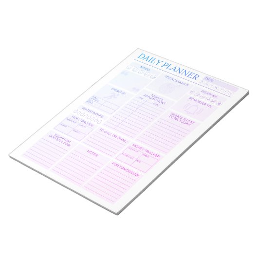 Tagesplaner - Arbeitsorganisation und Zuhause Notizblock (angewinkelt)