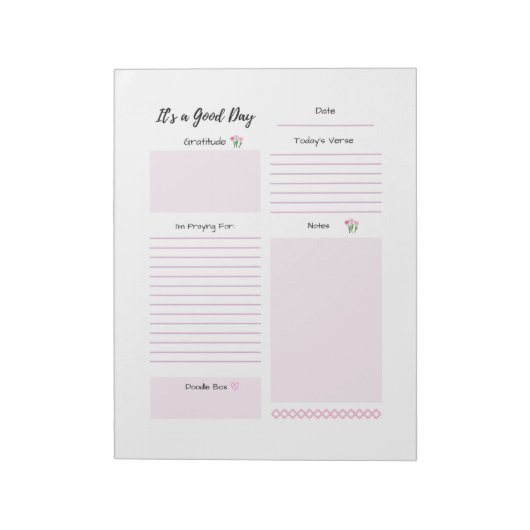 Tagesplaner Dankbarkeit Gebet Pink Notizblock (Rotiert)