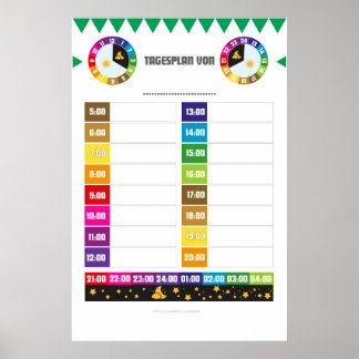 Tagesplaner Echte-Lernuhren.de-tägliche Routinen Poster