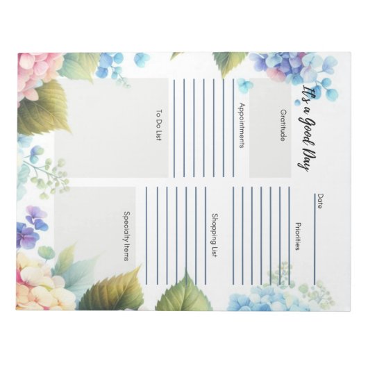 Tagesplaner Elegant Blumengestelle Notizblock (Vorderseite)