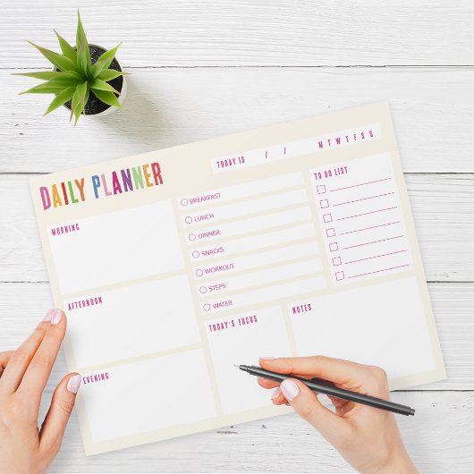 Tagesplaner Farbiger Text Notepad Notizblock