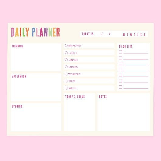 Tagesplaner Farbiger Text Notepad Notizblock