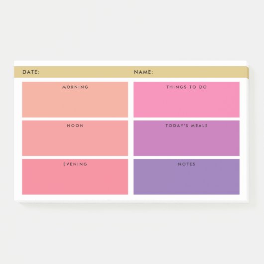 Tagesplaner in Rosa- und Lilatönen Post-it Klebezettel (Vorderseite)