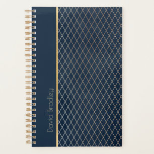 Tagesplaner mit blau-goldenem Diamantmuster Planer