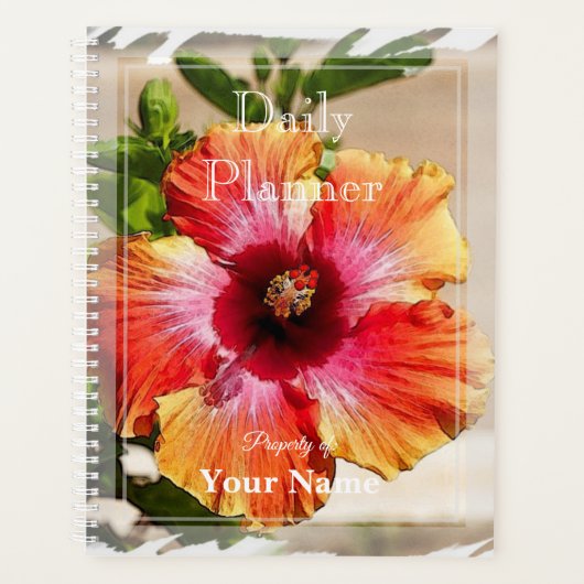 Tagesplaner mit Hibiskus Design - HAMbWG Planer (Vorderseite)