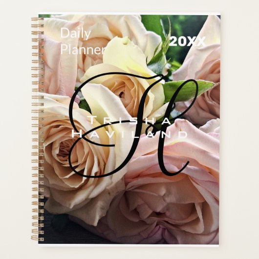 Tagesplaner mit Monogram - Tea Rose Planer (Vorderseite)