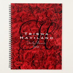 Tagesplaner mit Monogramm - Rote Rosen Planer