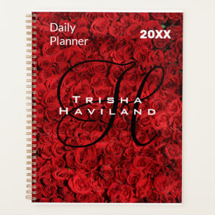 Tagesplaner mit Monogramm - Rote Rosen Planer