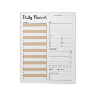 Tagesplaner mit Montag Start (Beige) 8,5 x 11" Notizblock