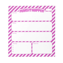 Tagesplaner Notizblock 'Make It Happen' mit rosa S