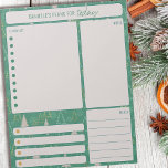 Tagesplaner Pine Trees Notes Meals zu tun Liste Notizblock<br><div class="desc">Personalisierter Tagesplaner mit Pinienbäumen in Grün und Gold. Der Planer hat Abschnitte für Ihre Liste,  Notizen,  Mahlzeiten und Termine oder Erinnerungen zu tun. Dieses abreißende Notizblock wird auf jeder Seite gedruckt,  um Sie für 40 Tage zu halten - perfekt für den Winter und die Ferienzeit.</div>