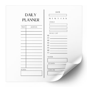 Tagesplaner Schwarz-Weiß To-Do-Liste Minimalist Notizblock