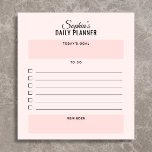 Tagesplaner To-Do-Script Blush Pink Notizbuch Notizblock
