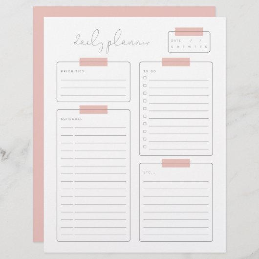 Tagesplanerseite Briefbogen (Vorne/Hinten)