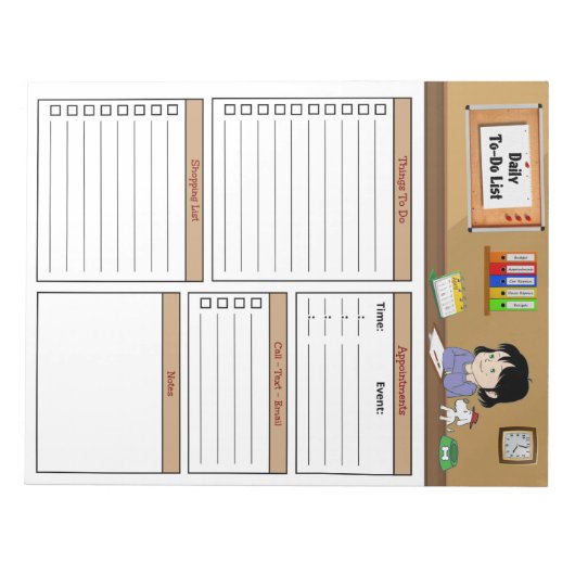 Tagesübersicht Notizblock (Vorderseite)