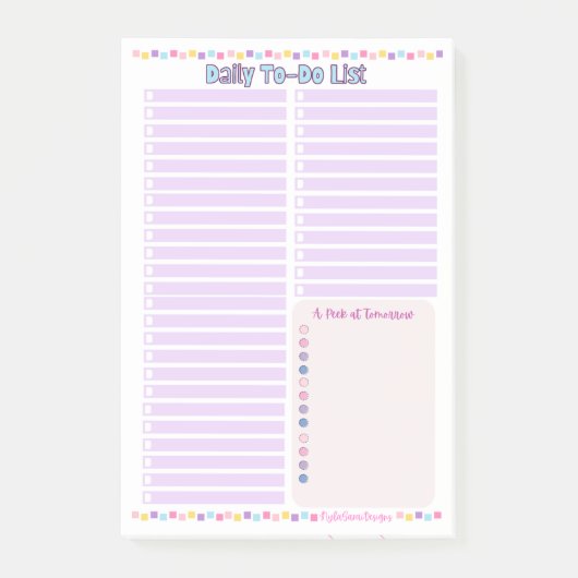 Tagesübersicht Post-it Klebezettel (Vorderseite)