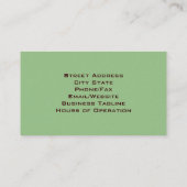 TagesWellness-Center-Geschäfts-Karte Visitenkarte (Rückseite)