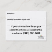 TagesWellness-Center und Verabredungs-Karte Terminkarte (Rückseite)