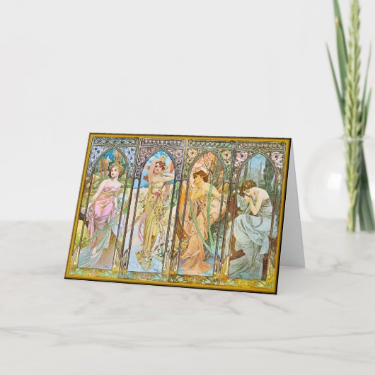 Tageszeit, Alphonse Mucha Karte (Vorderseite)