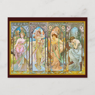 Tageszeit, Alphonse Mucha Postkarte