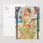 Tageszeit, Alphonse Mucha Postkarte (Vorne/Hinten)