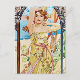 Tageszeit, Alphonse Mucha Postkarte