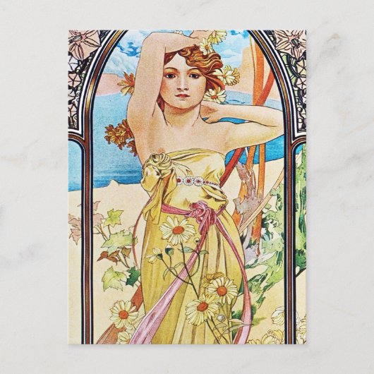 Tageszeit, Alphonse Mucha Postkarte (Vorderseite)