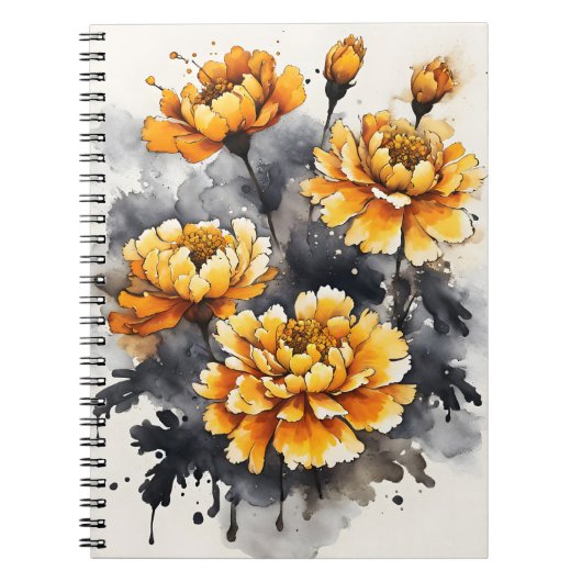 Tagetes - Aquarellblumen Notizblock (Vorderseite)