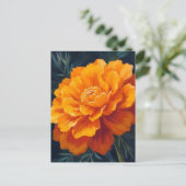 Tagetes-Blume | Aquarell Floral Gemalt Postkarte (Stehend Vorderseite)