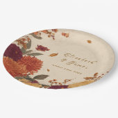 Tagetes-Rand Rustikale Boho-Herbst-Blumenhochzeit Pappteller (Schrägansicht)