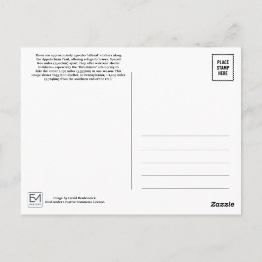 Tagg Run Appalachian Trail Postcard Postkarte (Rückseite)