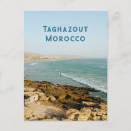 Taghazout bay and surfers, Morocco travel photo Postkarte