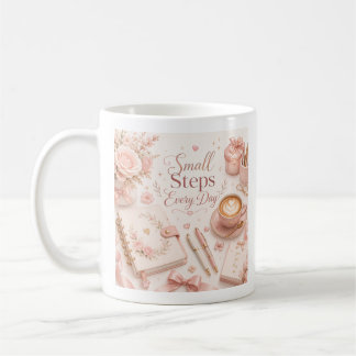 Täglich editierbare kleine Schritte Motivierend  Kaffeetasse