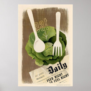 Täglich Grün für die Gesundheit essen Vintage-Werb Poster