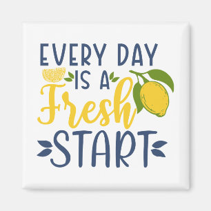 Täglich neuer Anfang Motivations-Lemon-Grafik Magnet