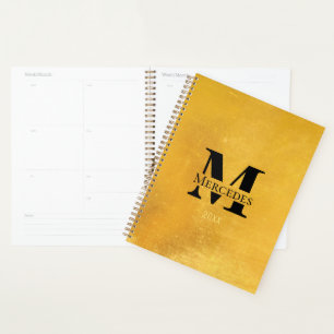 Täglich Schwarz und Wetter Gold-Monogramm Planer