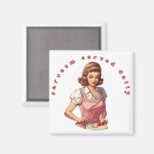 „Täglich servierter Sarkasmus“ Lustige Retro-Hausf Magnet (Vorderseite/Rückseite)