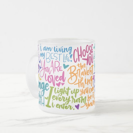 Tägliche Affirmation Mattglastasse (Vorderseite Links)