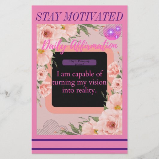 Tägliche Affirmationskarte (Tag 1) Briefpapier (Vorderseite)