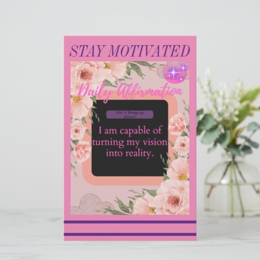 Tägliche Affirmationskarte (Tag 1) Briefpapier (Stehend Vorderseite)