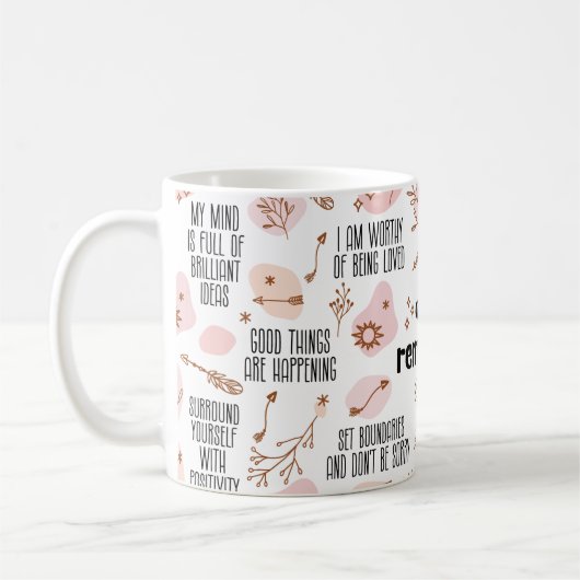 Tägliche Erinnerungen Affirmation Kaffeetasse (Links)
