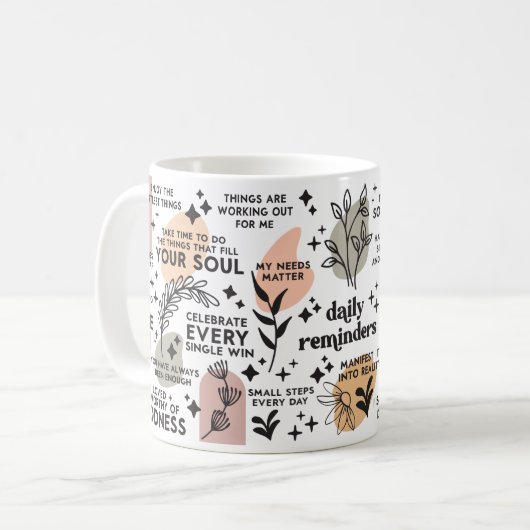 Tägliche Erinnerungen Affirmation Tasse (Vorderseite Links)