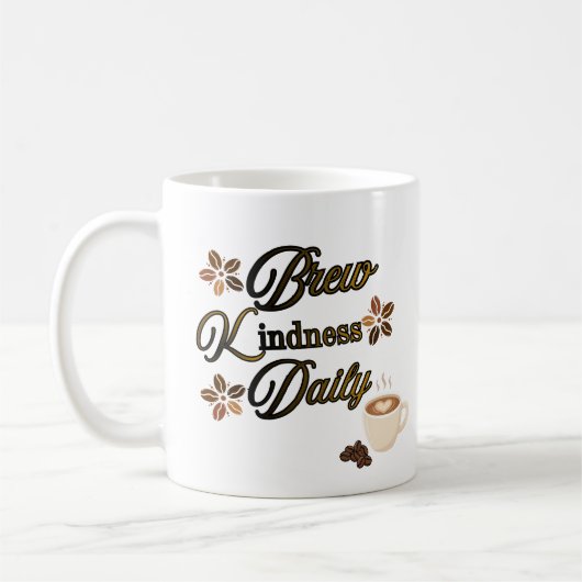 Tägliche Inspirierende Kaffeetasse 'Brew Kindness (Links)