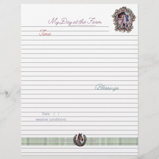 TÄGLICHE PFERDE MIT EIGENEM PFERD BRIEFBOGEN (Vorderseite)