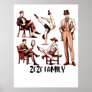 Tägliche Routine der ZEZE-Familie Poter Poster