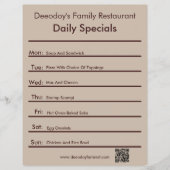 Tägliche Spezialitäten Restaurant Flyer mit QR-Cod (Vorne)