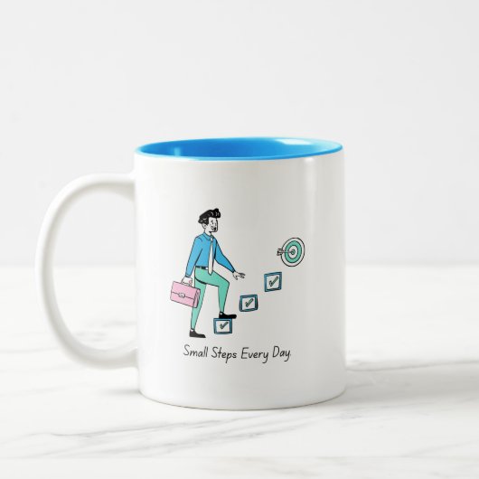 Tägliche Tasse der Motivation in kleinen Schritten (Links)
