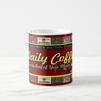 Tägliche Vintage-Retro-Werbung für Kaffee Kaffeetasse